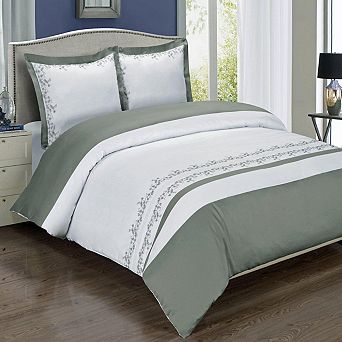 Amalia 3 pc Cotton Embroidered Duvet Cover Set