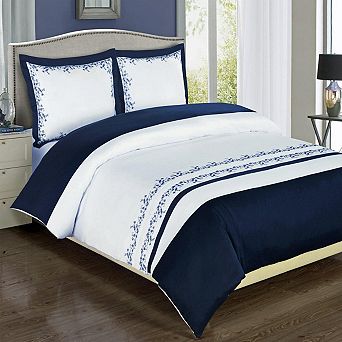 Amalia 3 pc Cotton Embroidered Duvet Cover Set