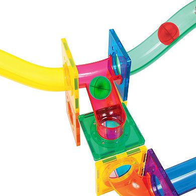 PicassoTiles 4 PC Marbles for Marble Run Race Track Magnetic Building Block, STEM Toy for Kids 3+