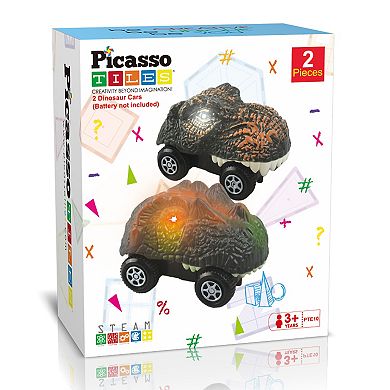 2 Dinosaur Cars for PicassoTiles Race Track