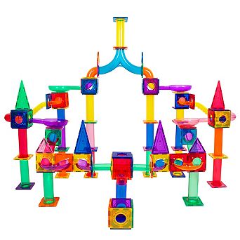 PICASSO-TILES 200 pc Marble Run Race Track Building Block & Magnetic Tiles, STEM Toy for Kids 3+