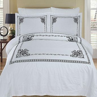 Athena Embroidered 3 pc Duvet Cover Set