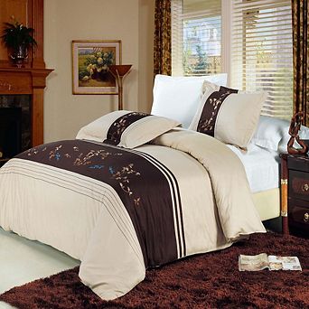 Celeste 3 pc Embroidered Duvet Cover Set - 100% Cotton