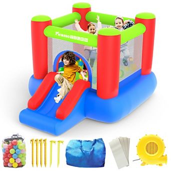 PicassoTiles Inflatable Bounce House Jump & Slide with Pit Balls for Kids Age 3 & Up, KC106