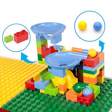 PicassoTiles 581 PC Building Blocks, Marble Run Building Set, Activity Center Table & Chair Set