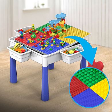 PicassoTiles 581 PC Building Blocks, Marble Run Building Set, Activity Center Table & Chair Set