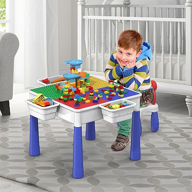 PicassoTiles 581 PC Building Blocks, Marble Run Building Set, Activity Center Table & Chair Set