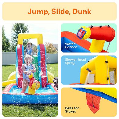 PicassoTiles Outdoor Inflatable Water Slide Castle Kids Bounce House with Pool Area (Splash Zone)
