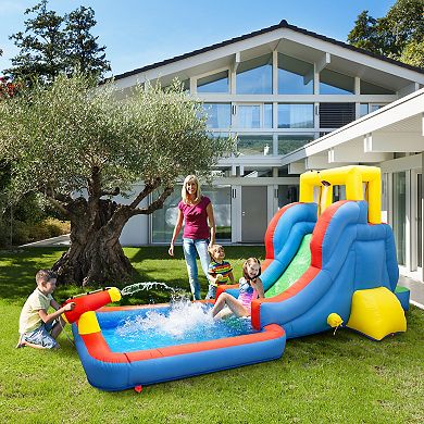 PicassoTiles Outdoor Inflatable Water Slide Castle Kids Bounce House with Pool Area (Splash Zone)