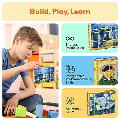 PICASSO-TILES 20pc Magnetic Blocks World Famous Paintings Theme Magnetic Building Blocks for Kids 3+