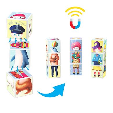 PicassoTiles 9 PC Magnetic Blocks Mix & Match, Magnetic Building Blocks Toy for Kids 3+