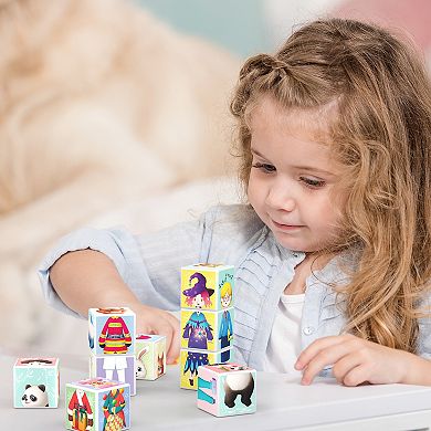 PicassoTiles 9 PC Magnetic Blocks Mix & Match, Magnetic Building Blocks Toy for Kids 3+