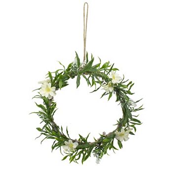 Mini Floral and Foliage Spring Wreath Yellow 9"