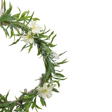 Mini Floral and Foliage Spring Wreath Yellow 9"