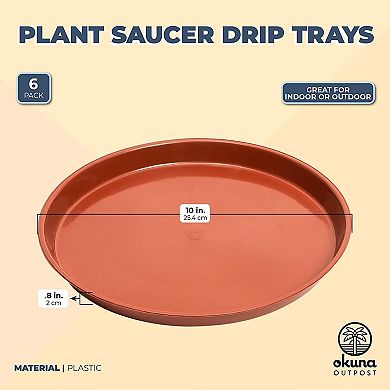 Round Plant Saucer Drip Trays for Potted Plants (10 Inches, 6 Pack)