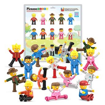 Picassotiles 15 pc Character Figure Set, Magnetic Tiles and Brick Compatible for Kids 3+