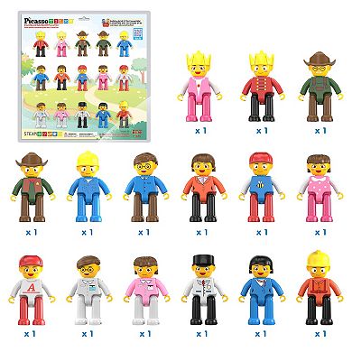 Picassotiles 15 PC Character Figure Set, Magnetic Tiles and Brick Compatible for Kids 3+