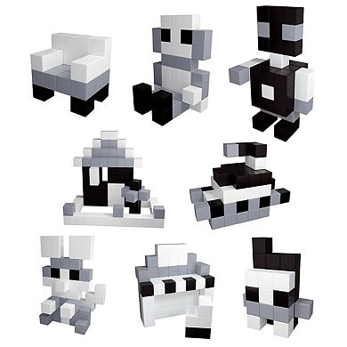 PICASSO-TILES 101 PC Magnetic Blocks, Black and White, Magnetic Building Blocks for Kids 3+