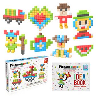 PicassoTiles 108 pc STEM Toy, Magnetic Puzzle Cubes, Building Blocks for Kids Age 3 & Up, PMC108