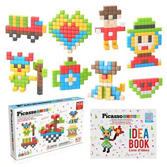 PicassoTiles 108 pc STEM Toy, Magnetic Puzzle Cubes, Building Blocks for Kids Age 3 & Up, PMC108