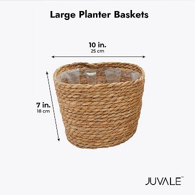 Seagrass Planter Set with Plastic Lining, 3 Woven Baskets for Plants (3 Sizes)