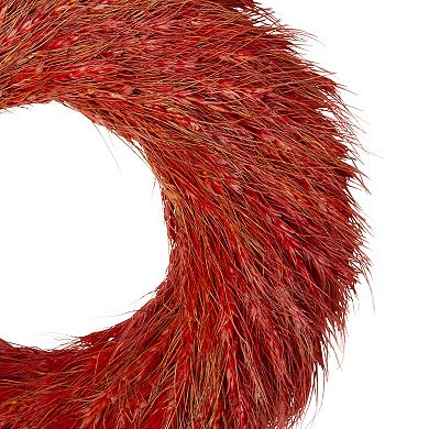 Red and Orange Ears of Wheat Fall Harvest Wreath - 16-Inch Unlit