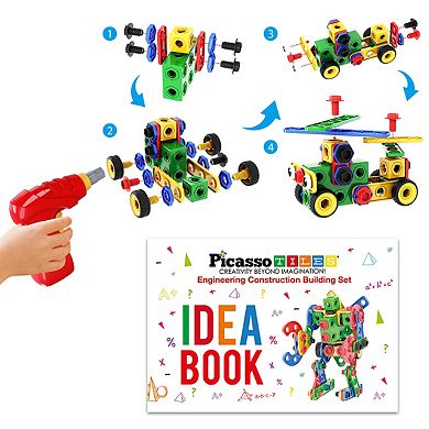 PicassoTiles 201 PC Construction Building Engineering Set, STEM Toy, Learning Toy for Kids Ages 3+