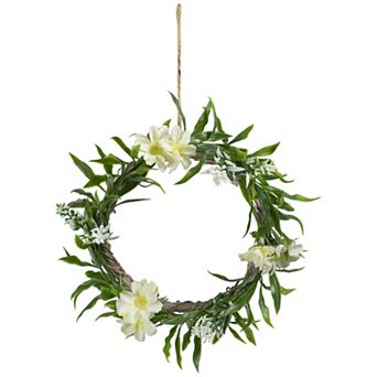 Mini Floral and Foliage Spring Wreath Yellow 7"