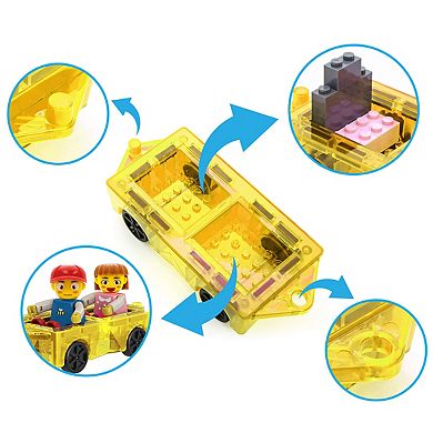 PicassoTiles 3 PC Magnetic Mini Car and 2 Characters Set Magnetic Building Blocks for Kids 3+