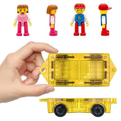 PicassoTiles 3 PC Magnetic Mini Car and 2 Characters Set Magnetic Building Blocks for Kids 3+