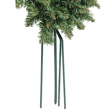 Artificial Pine Heart Shaped Wreath with Ground Stakes 25-Inch Unlit
