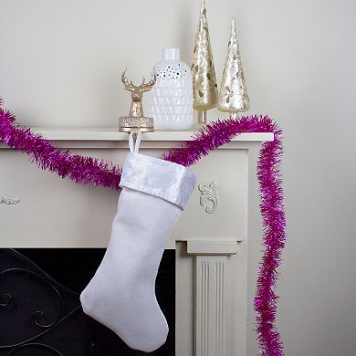 Shiny Pink Traditional Tinsel Garland - 50 feet Unlit