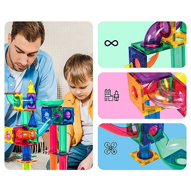 PicassoTiles Marble Run Race Track Building Blocks, 100 Pieces