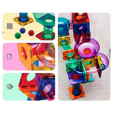 PicassoTiles Marble Run Race Track Building Blocks, 100 Pieces