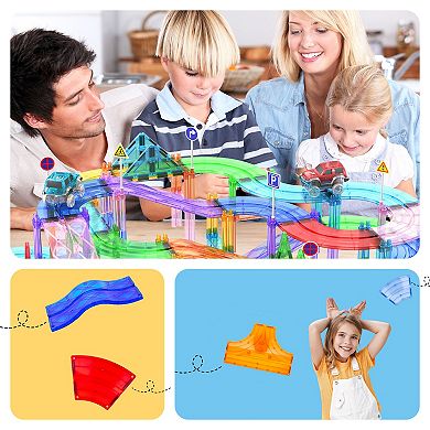 PicassoTiles 12 PC Expansion Variety Track Add-on, Magnetic Tiles Building Toys for Kids 3+