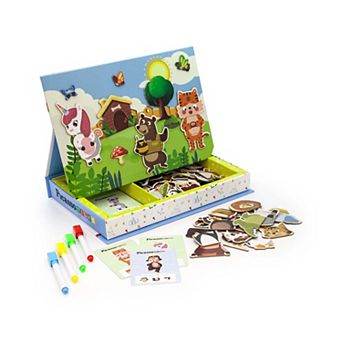 Picassotiles 112 pc Magnetic Board Games and Drawing Board Toy Set for Girls Boys 3+ Years Old