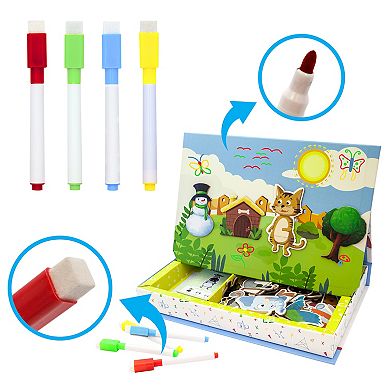 Picassotiles 112pc Magnetic Board Games and Drawing Board Toy Set for Girls Boys 3+ Years Old