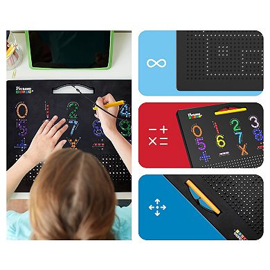 PicassoTiles Double-Sided Magnet Tracing Board 12x10 ABCs & 123s for Kid Age 3 & Up, PTB02-BLK
