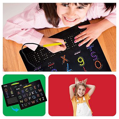 PicassoTiles Double-Sided Magnet Tracing Board 12x10 ABCs & 123s for Kid Age 3 & Up, PTB02-BLK