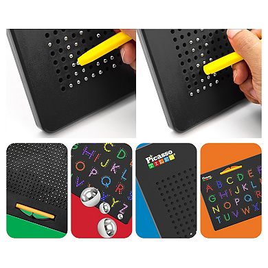 PicassoTiles Double-Sided Magnet Tracing Board 12x10 ABCs & 123s for Kid Age 3 & Up, PTB02-BLK