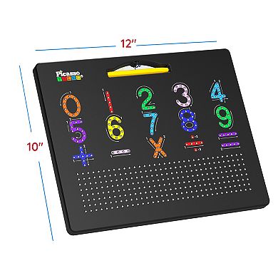 PicassoTiles Double-Sided Magnet Tracing Board 12x10 ABCs & 123s for Kid Age 3 & Up, PTB02-BLK