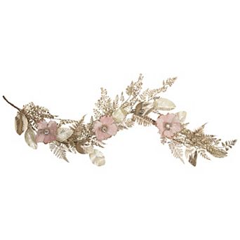 5' x 10" Champagne and Pink Flower Artificial Garland Unlit