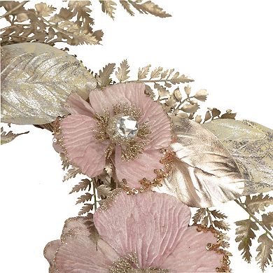 5' x 10" Champagne and Pink Flower Artificial Garland Unlit
