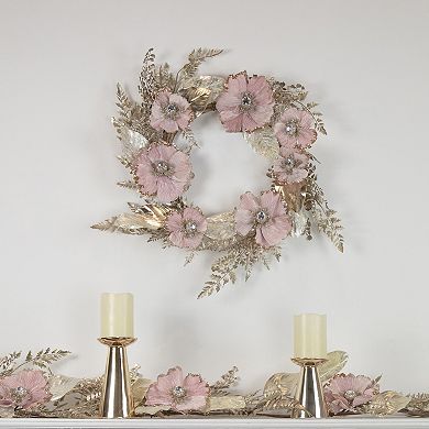 5' x 10" Champagne and Pink Flower Artificial Garland Unlit