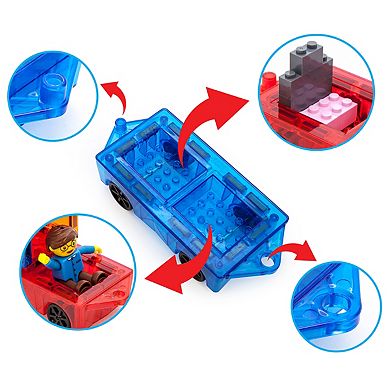 PicassoTiles 2 PC Travel Size Car, Magnetic Tiles and Brick Compatible, Magnet for Kids 3+
