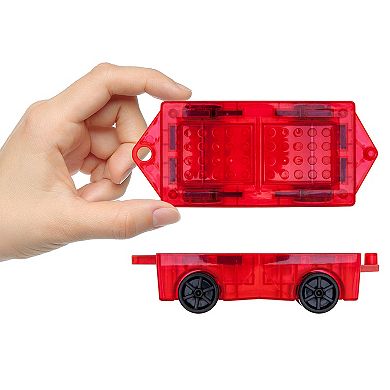 PicassoTiles 2 PC Travel Size Car, Magnetic Tiles and Brick Compatible, Magnet for Kids 3+