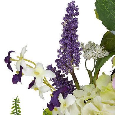 Hydrangea and Foliage Spring Floral Twig Wreath Purple 26"