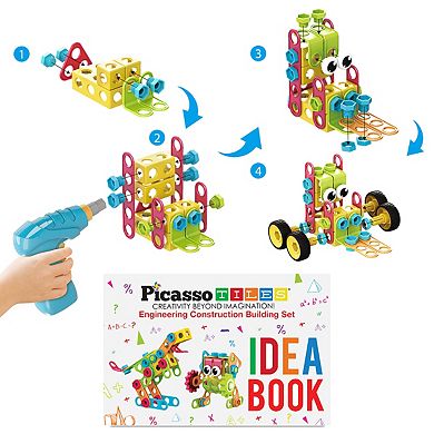 Picassotiles 250 PC Construction Building Engineering Set, STEM Toy, Learning Toy for Kids Ages 3+
