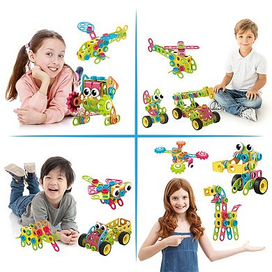 Picassotiles 250 PC Construction Building Engineering Set, STEM Toy, Learning Toy for Kids Ages 3+