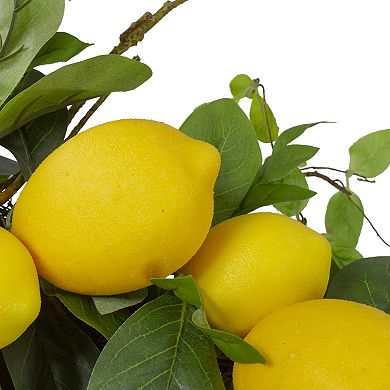 Lemons and Assorted Foliage Spring Wreath Yellow and Green 20"